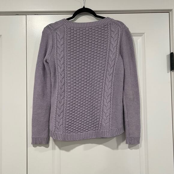 J Crew Women's Lilac Purple Cableknit Wool Sweater Longsleeve Crewneck Size XS - Picture 6 of 7